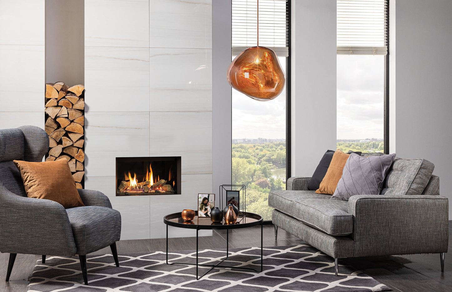 Gazco Riva2 600 Balanced Flue Log Effect Gas Fire with Edge Frame