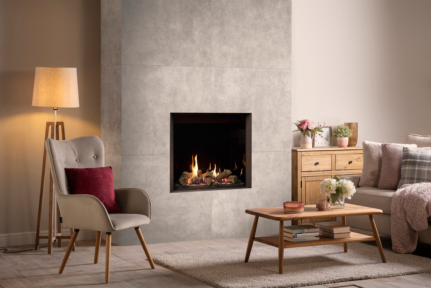 Gazco Riva2 600HL Conventional Flue Log Effect Gas Fire with Edge Frame