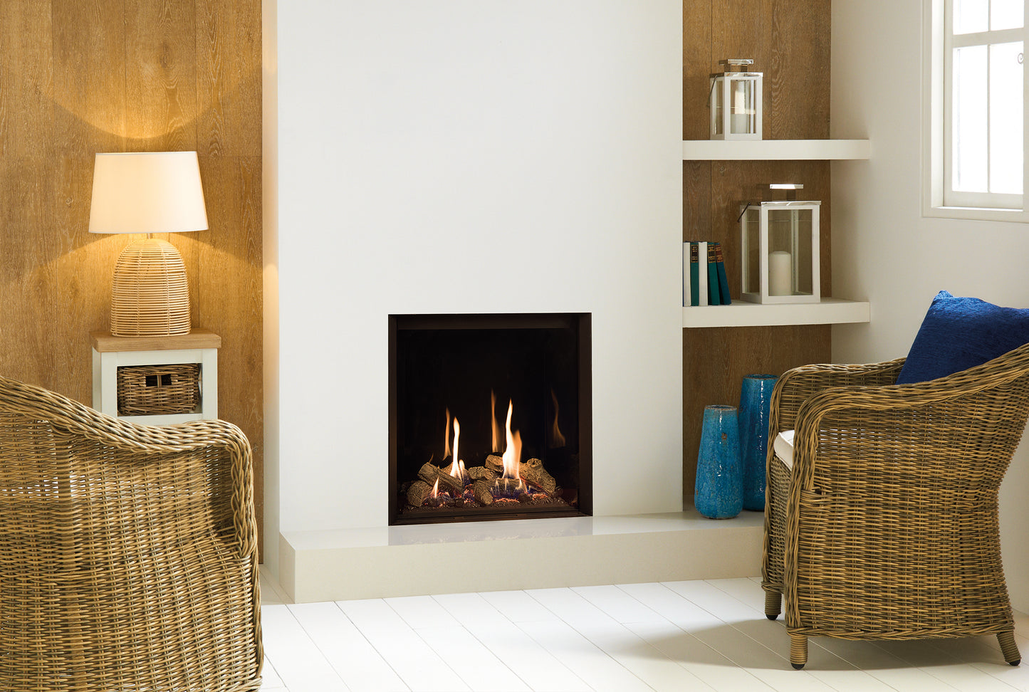 Gazco Riva2 600HL Conventional Flue Log Effect Gas Fire with Edge Frame