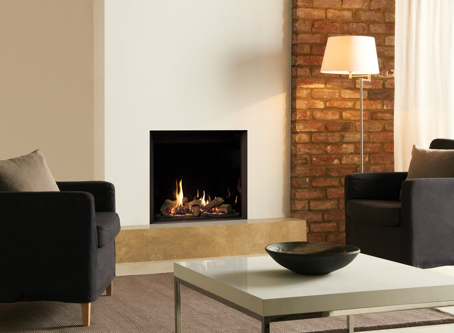 Gazco Riva2 600HL Conventional Flue Log Effect Gas Fire with Edge Frame