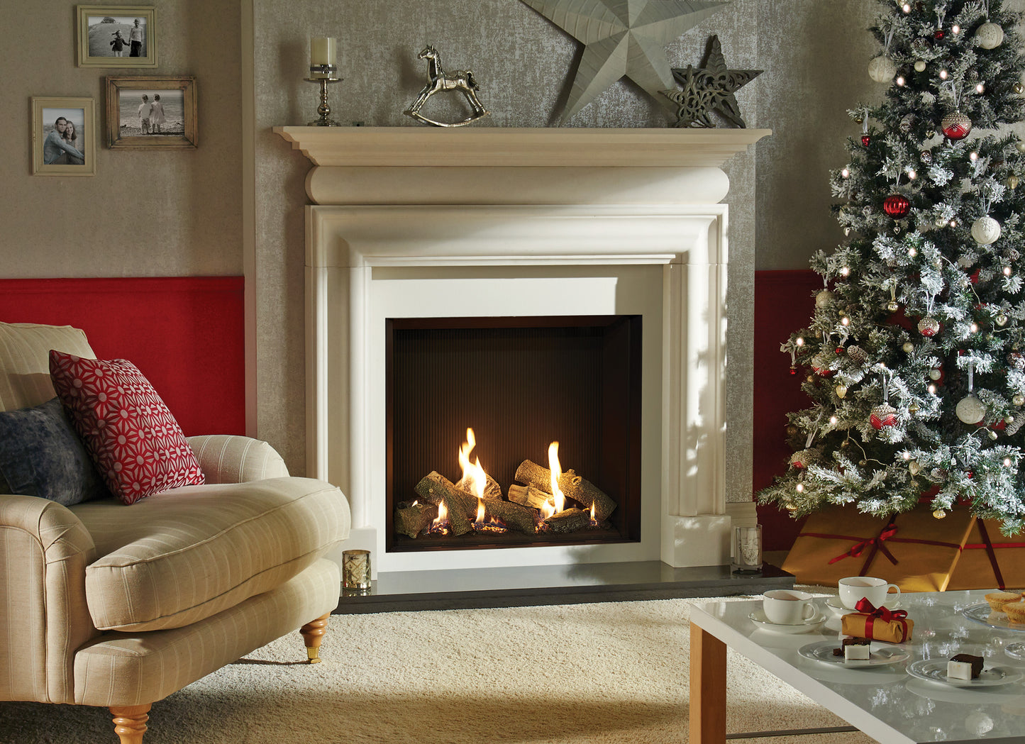 Gazco Riva2 750HL Conventional Flue Log Effect Gas Fire with Edge Frame