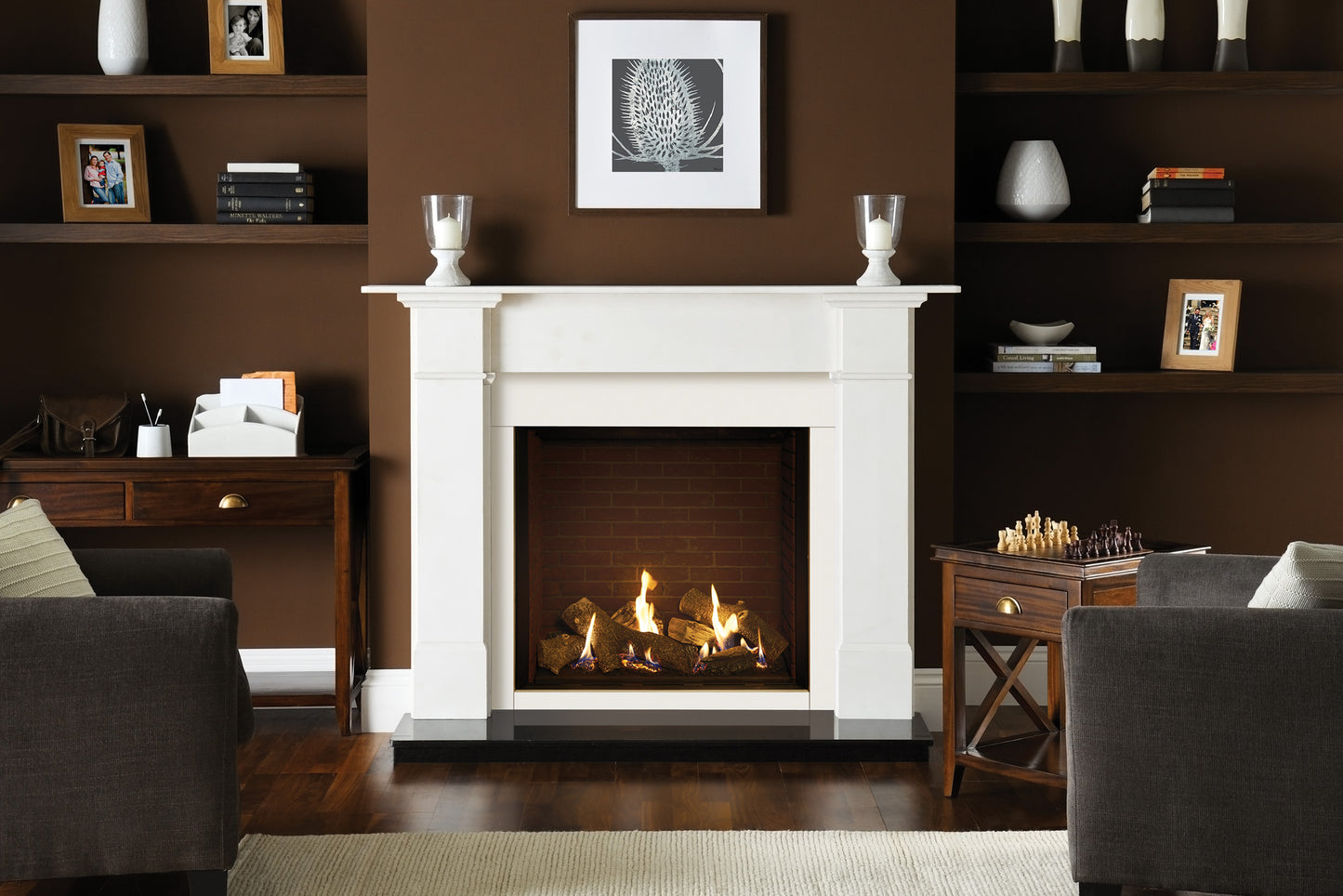 Gazco Riva2 750HL Conventional Flue Log Effect Gas Fire with Edge Frame