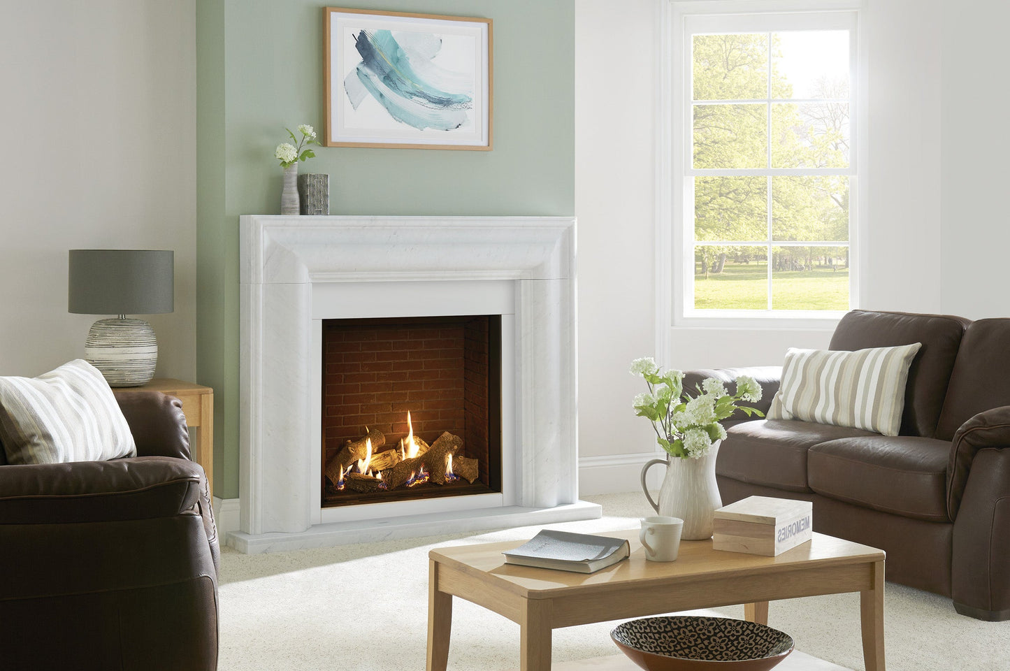 Gazco Riva2 750HL Balanced Flue Log Effect Gas Fire with Edge Frame