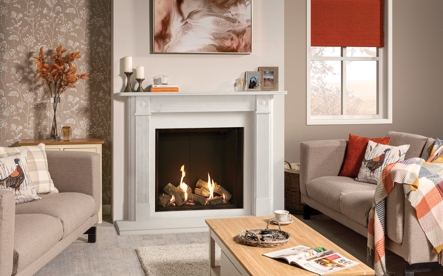 Gazco Riva2 750HL Conventional Flue Log Effect Gas Fire with Edge Frame