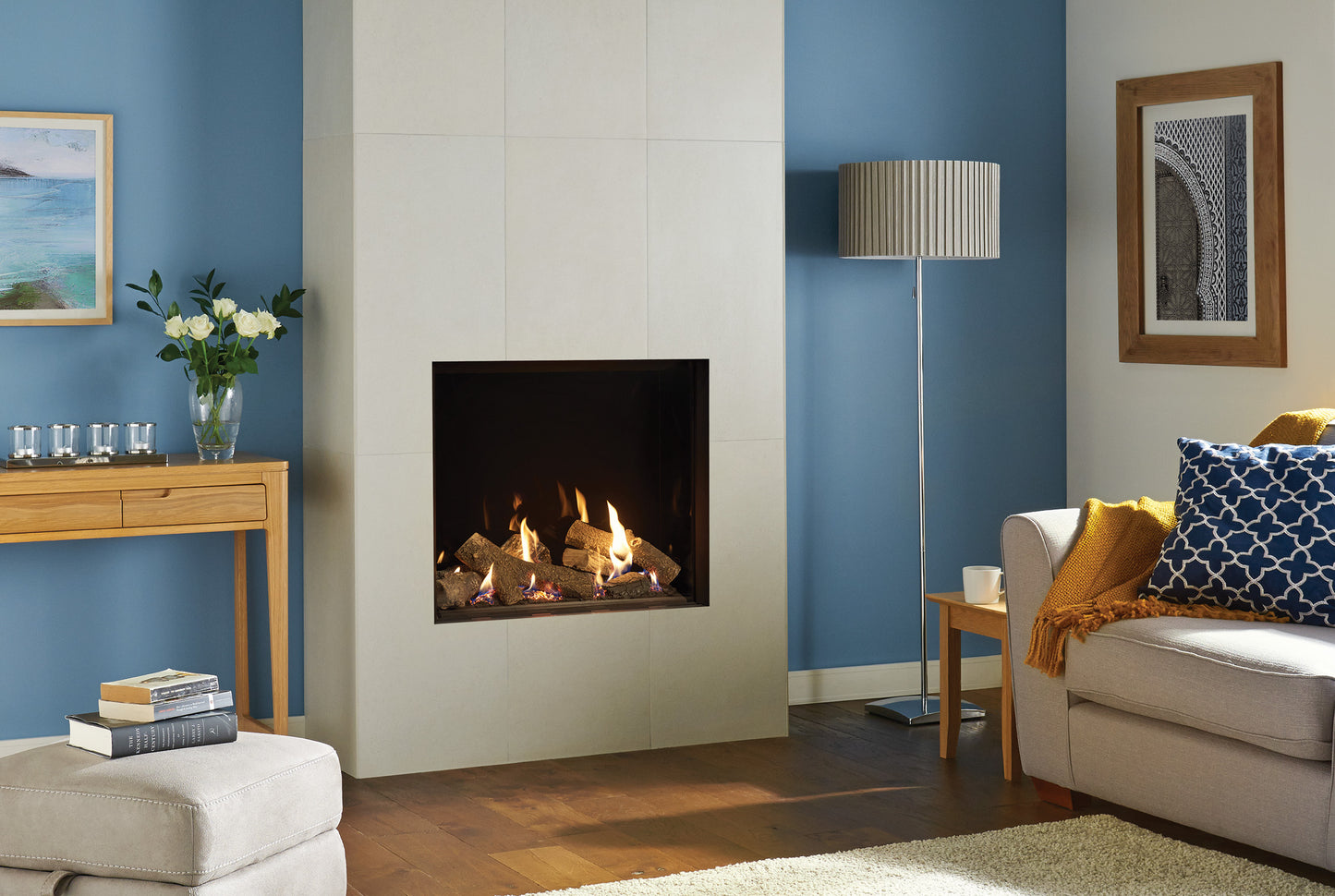 Gazco Riva2 750HL Balanced Flue Log Effect Gas Fire with Edge Frame