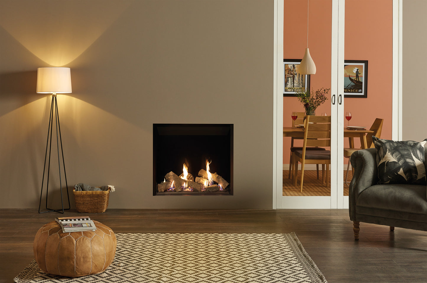 Gazco Riva2 750HL Conventional Flue Log Effect Gas Fire with Edge Frame