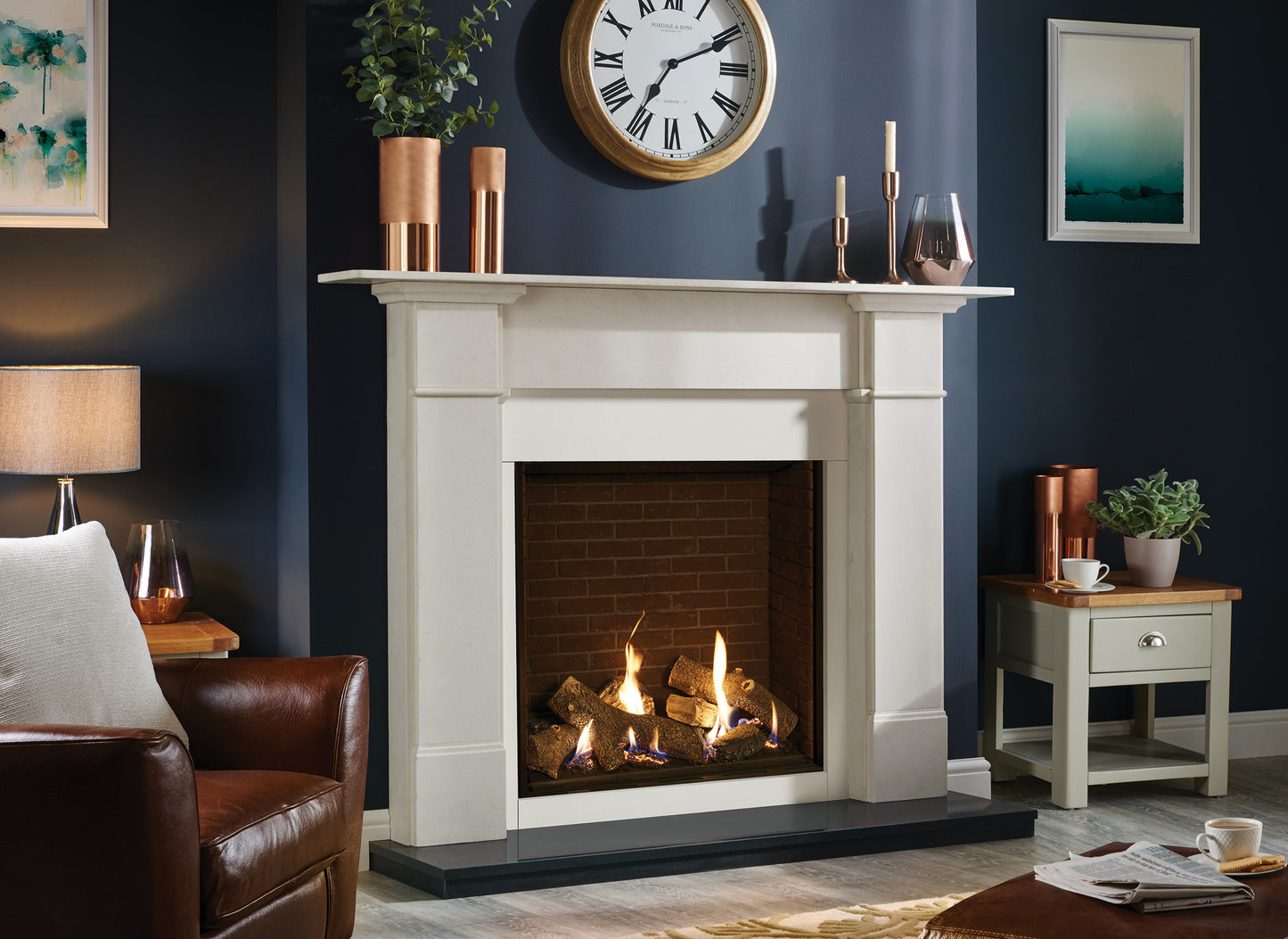 Gazco Riva2 750HL Conventional Flue Log Effect Gas Fire with Edge Frame