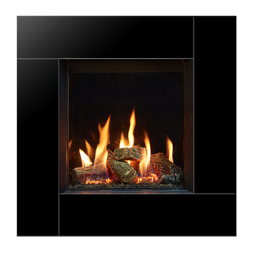 Gazco Riva2 400 Conventional Flue Gas Fire with Icon XS Black Glass Frame