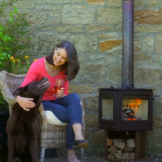 Rustic Pano-7 Wood Burning Outdoor Stove & Flue for Patio Terrace of Garden Area 7kw - Womans Best Freind