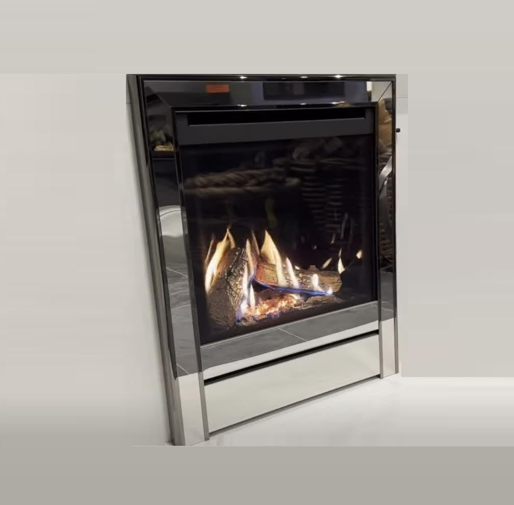 Wildfire Ravel 400 HE Log Effect Slide Control Conventional Flue Gas Fire with Black Nickel & Chrome Contemporary Trim