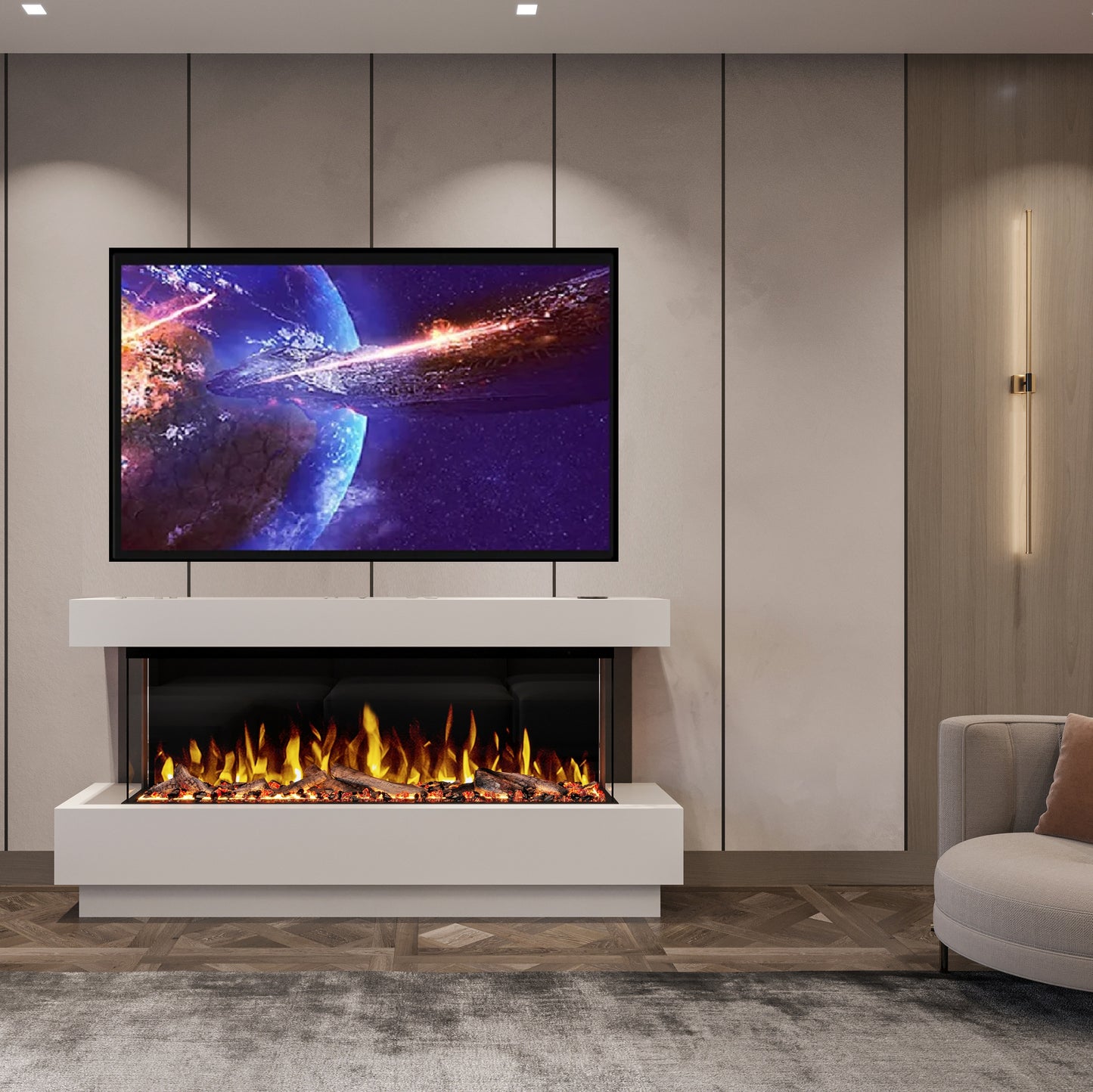 Flamora Sardinia Timber Electric Fireplace Suite with Pulsing Deep Log Effect 1650mm