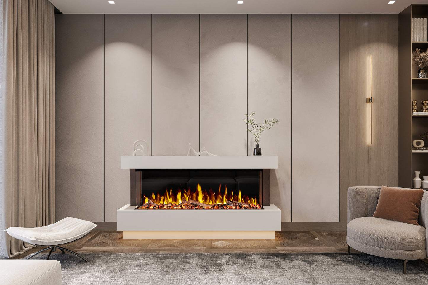 Flamora Sardinia Timber Electric Fireplace Suite with Pulsing Deep Log Effect 1650mm