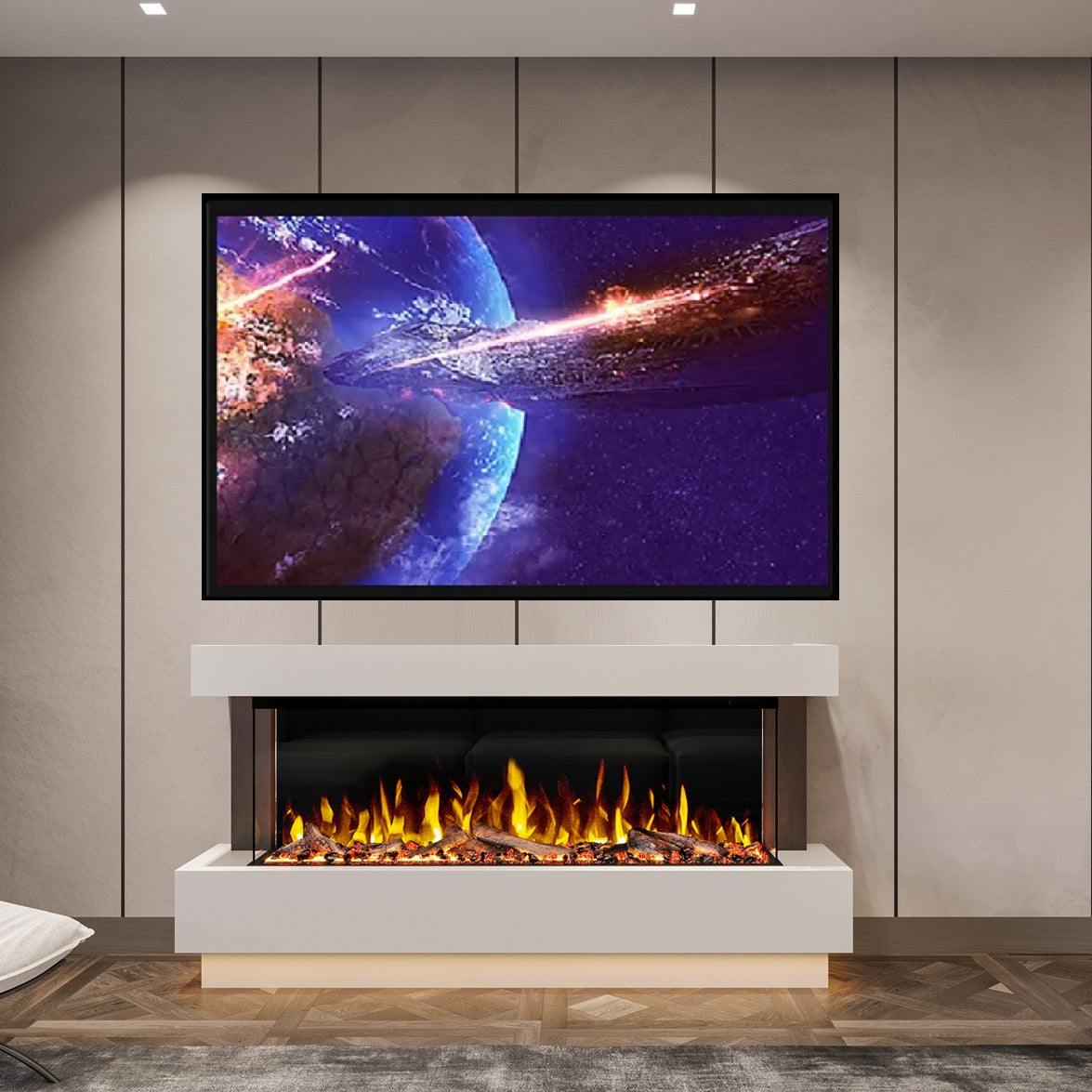 Flamora Sardinia Timber Electric Fireplace Suite with Pulsing Deep Log Effect 1650mm