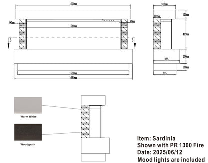 Flamora Sardinia Timber Electric Fireplace Suite with Pulsing Deep Log Effect 1650mm