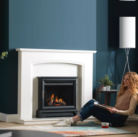 Wildfire Ravel 550 HE Log Effect Slide Control Conventional Flue Gas Fire with Stove Frame