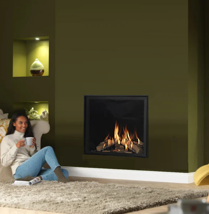 Wildfire Ravel 750 HE Log Effect Slide Control Conventional Flue Gas Fire with Edge Trim