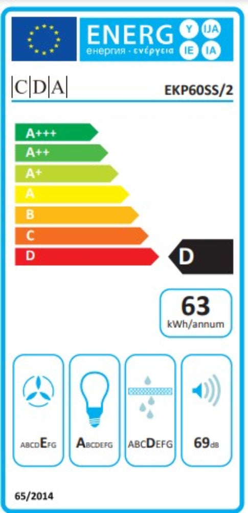 EKP60 Extractor Hood energy label 