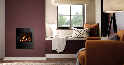 Gazco Logic HE Conventional Flue Coal Effect Gas Fire with Designio2 Black Glass Frame