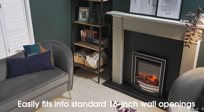 Living room with a fireplace, sofa, and bookshelf.