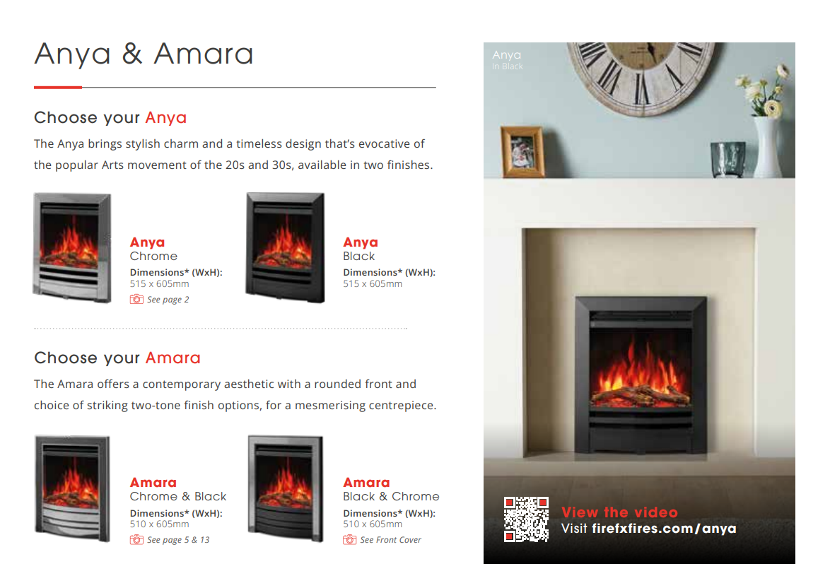Atmos FireFX Anya Amara 16" Electric Fire Remote Controlled Log & Coal Effect