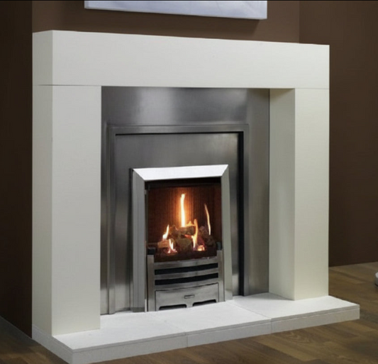 Gazco Logic HE Balanced Flue Log Effect Gas Fire with Brushed Steel Frame