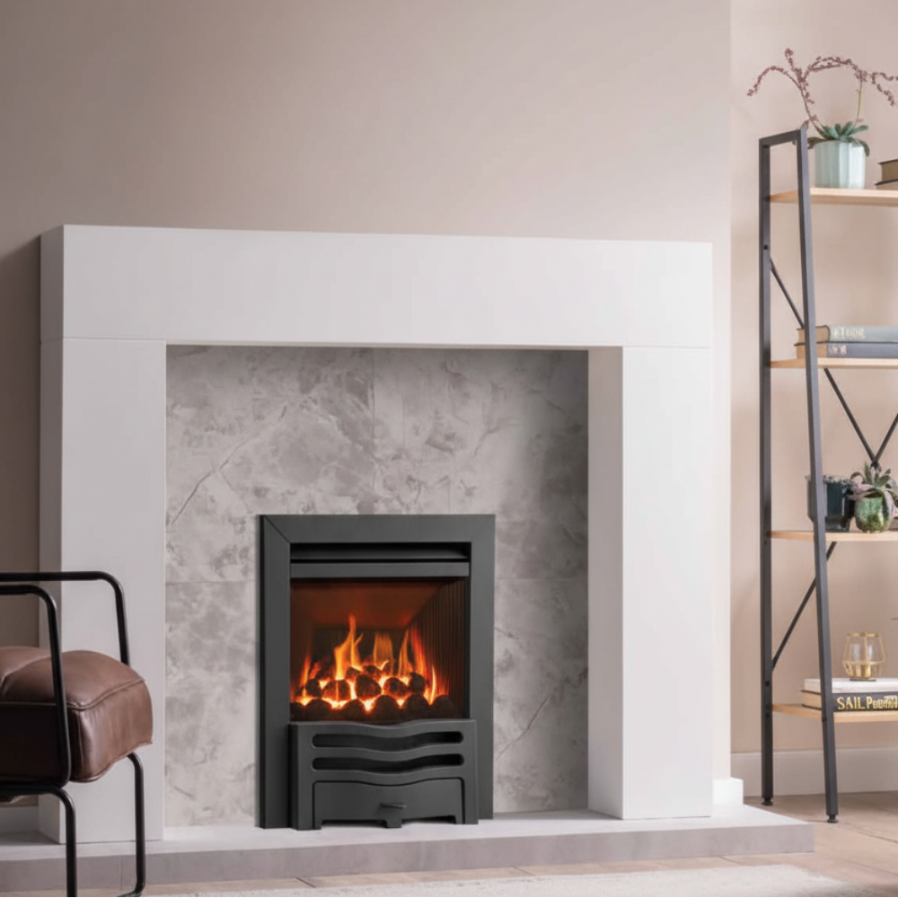 Gazco Logic HE Conventional Flue Matt Black Wave
