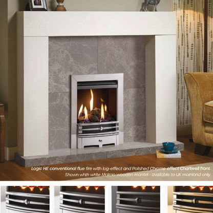 Gazco Logic HE Conventional Flue  Chartwell Silver