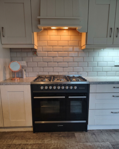 Meireles E916 BK Porto Professional 90cm Gas Dual Fuel Range Cooker Black & Stainless Steel Cheftop