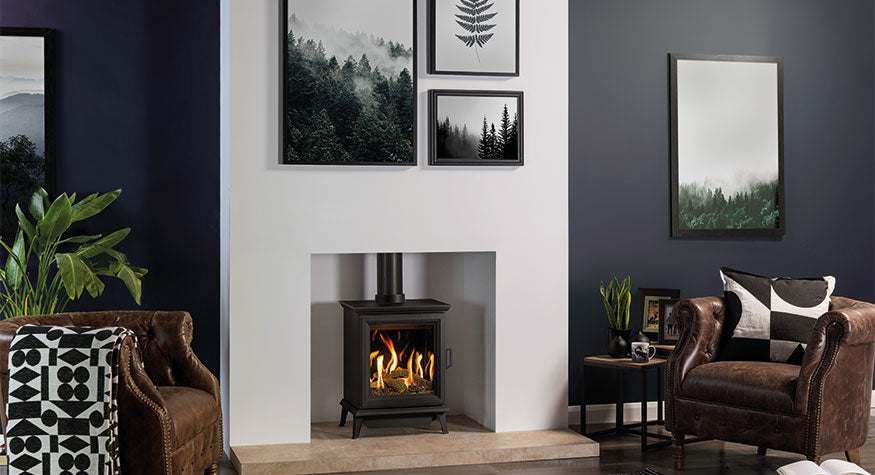 Gazco Sheraton 5 Conventional Flue Log Black Gas Stove for Chimney
