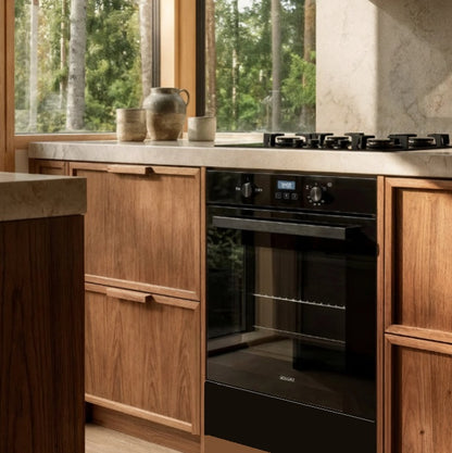 Solgaz SPG-901D Under Counter Black Glass Gas Oven,Grill & Warming Drawer, With Rotisserie, 90 Litres