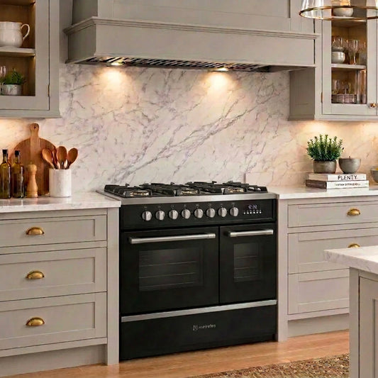 Meireles E916 BK Porto 90cm Professional Gas Dual Fuel Cooker Black & Stainless Steel Cheftop   