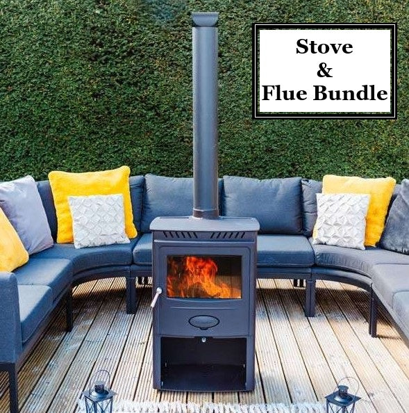 Garden Wood Burning Patio Heater , Outdoor Log Burner Stove With Flue