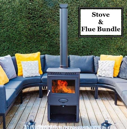 Garden Wood Burning Patio Heater , Outdoor Log Burner Stove With Flue