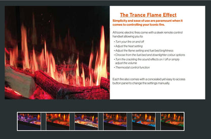 Trance 500 Electric Stove & Pipe in Matt Black Real Log Video-Play Flame Effect