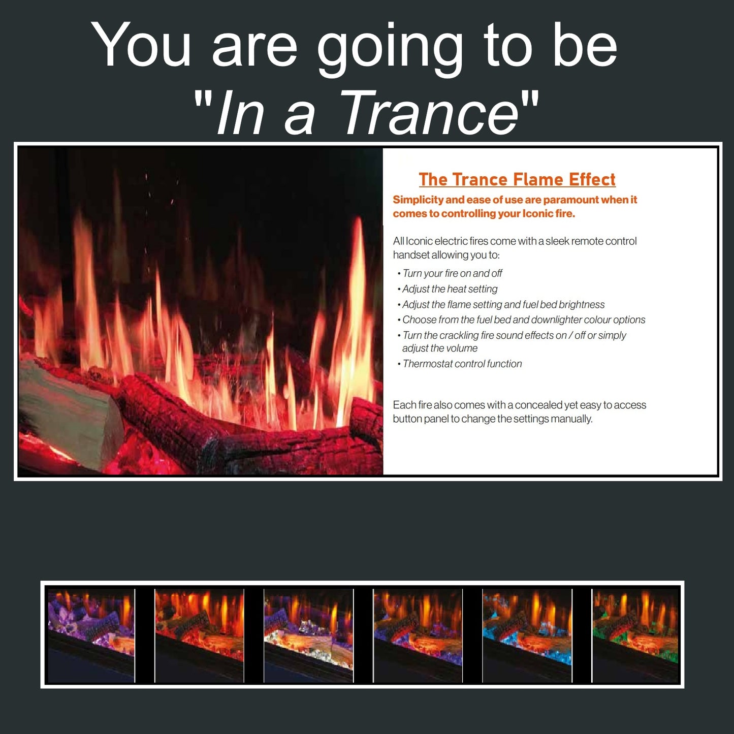 Heat Design Iconic Trance 400 ultra realistic framed electric fire