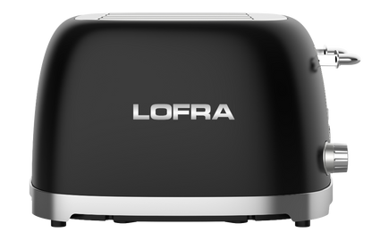 50's Lofra Retro Style 4 Slice Toaster Dolcevita Black | Side on Image Toaster
