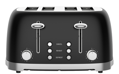 50's Lofra Retro Style 4 Slice Toaster Dolcevita Black | Side on Image Toaster Side On Controls