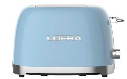 50's Lofra Retro Style 4 Slice Toaster Dolcevita Blue | Side on Image Toaster