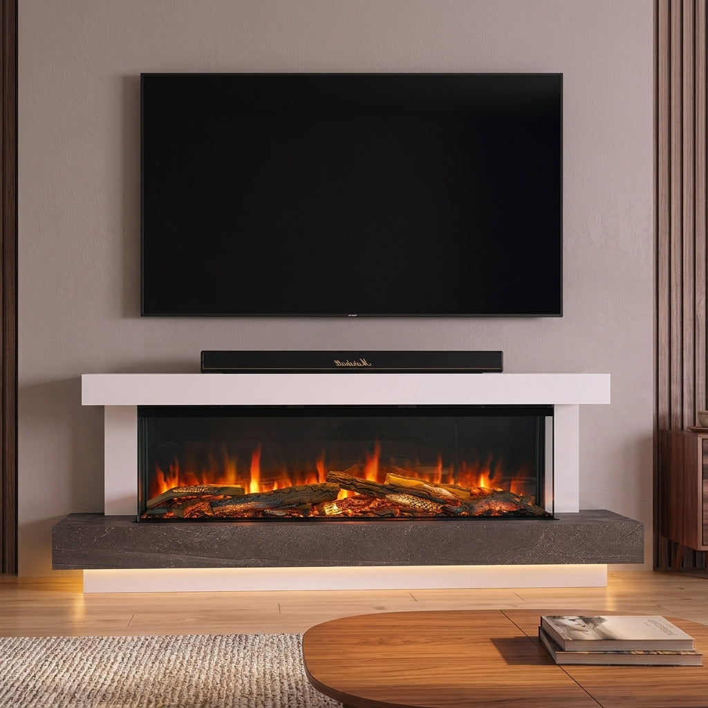 Gazco Onyx Avita Turin Premium Electric Suites: 120RW- 160RW Wall-Mounted Fireplace Centres