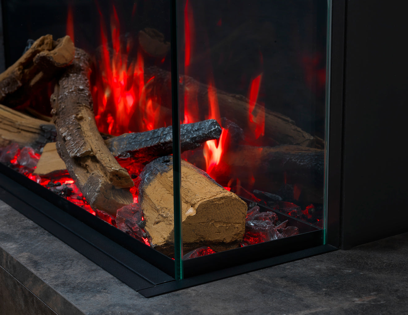 Solus 2.2 metre Electric Feature Wall Fire Corner View