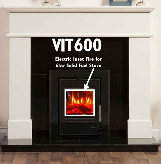 VIT900 Remote Controlled Log Effect Inset Dummy Electric Fire For Solid Fuel Stoves 9kw