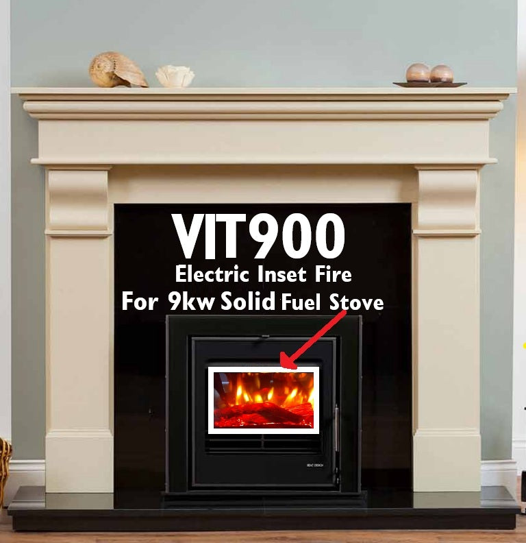 VIT900 Remote Controlled Log Effect Inset Dummy Electric Fire For Solid Fuel Stoves 9kw