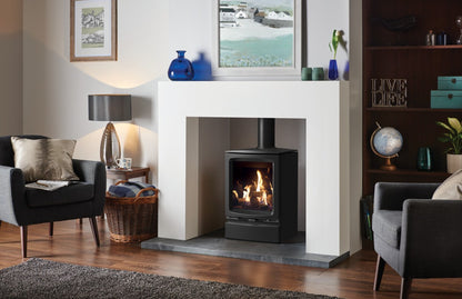 Gazco Vogue Midi Balanced Flue Log Gas Stove in Black