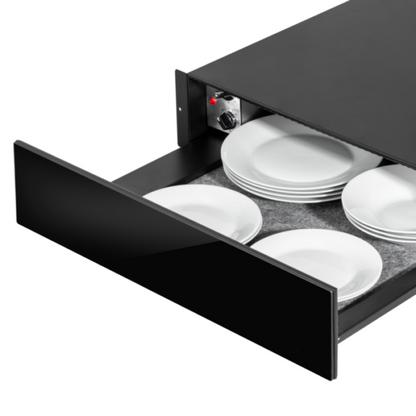 Nero 140 Black Glass Integrated Warming Drawer 60cm-(H x W x D)14.5cm x 56cm x 54.5cm