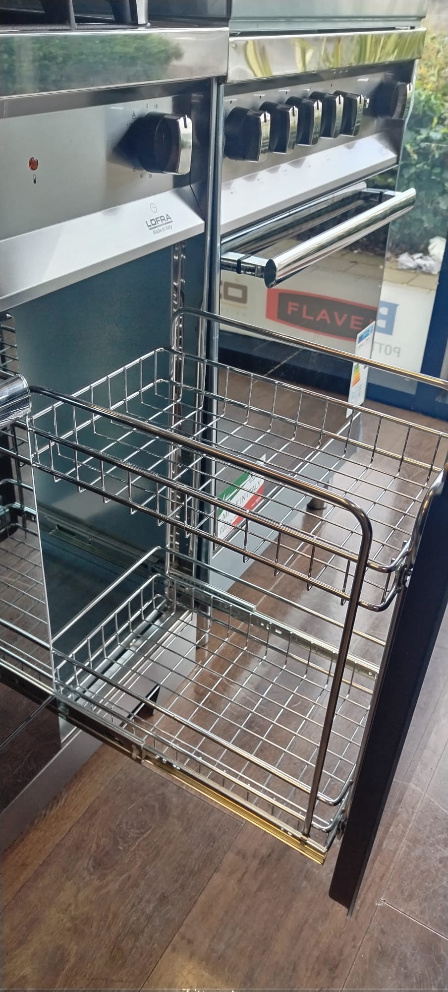 Lofra MT96MF/C 90cm Dual Fuel Range Cooker Stainless–Multifunction Oven Pull-Out Trolley Basket