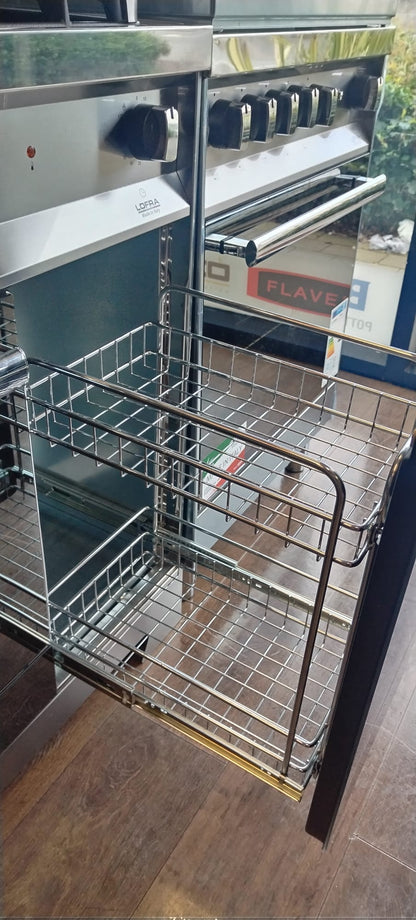 Lofra MT96MF/C 90cm Dual Fuel Range Cooker Stainless–Multifunction Oven Pull-Out Trolley Basket