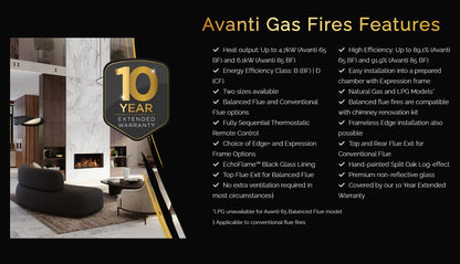 Gazco Onyx Avanti 65 Balanced Flue Log Effect Gas Fire with Edge Plus Frame (Copy)