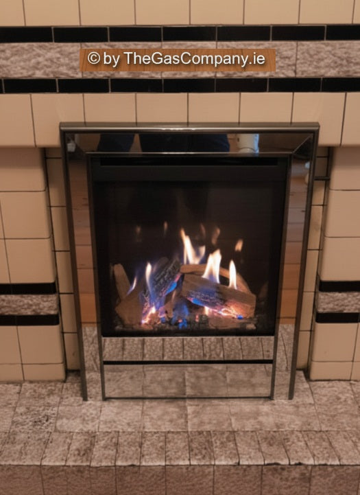 Wildfire Ravel 400 HE Log Effect Slide Control Conventional Flue Gas Fire    with Black Nickel & Chrome Contemporary Trim