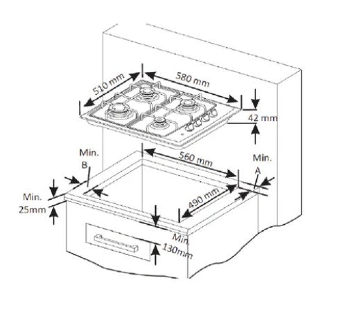 Built in Stainless Steel Single 60cm CDA Gas Oven & Gas Hob Deal F700CD001X/ND