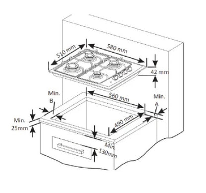 Built in Stainless Steel Single 60cm CDA Gas Oven & Gas Hob Deal F700CD001X/ND